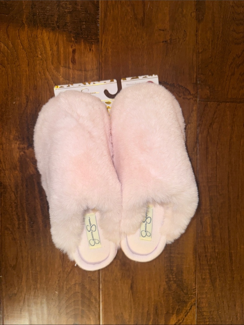 Jessica Simpson Plush Slip-On Slippers in Pale Pink